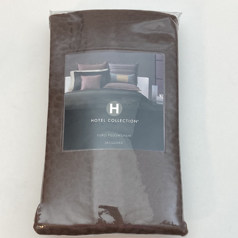 Hotel Collection Euro Pillowsham Jacquard Dk Brown Fits 26x26 Pillow Cotton NEW